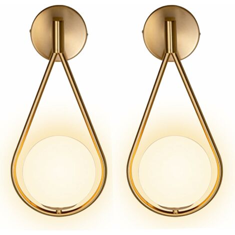 2 Pièces D'or Ronde Applique Murale Industrielle Vintage Ajustable Lampe Murale LED Dorée Sphérique Verre Métal Gouttelettes D'eau Eclairage Mural E27 pour Chambre des Enfants Salon Escalier WddnAot