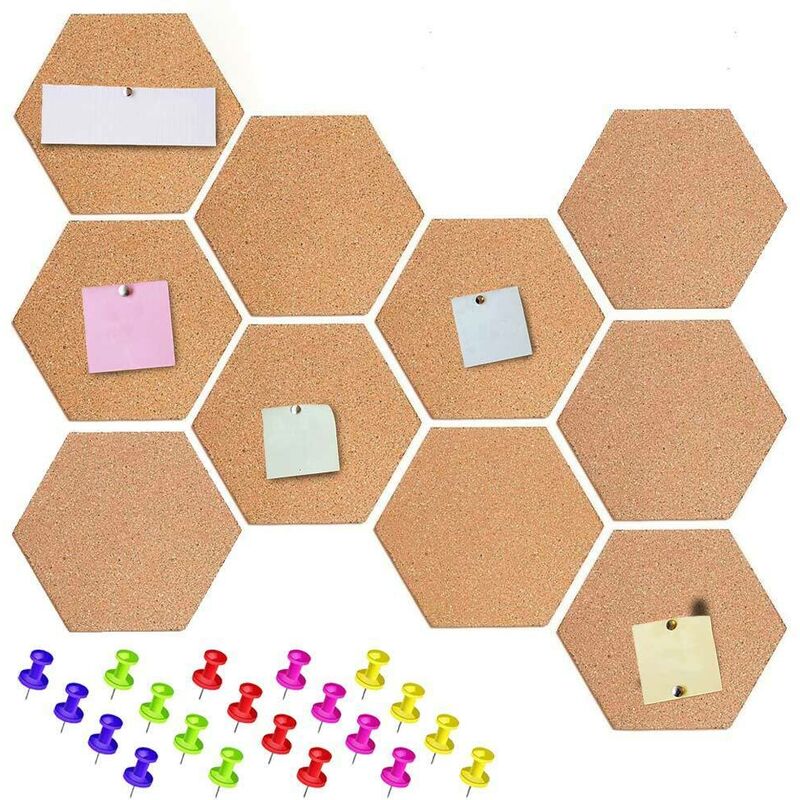 Tableau liége hexagonal nid d'abeilles - 15x17 cm - 10 piéces
