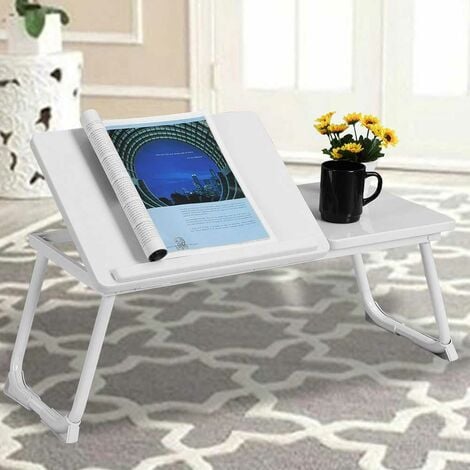 Support pour PC portable tablette table de lit coussin gris brun