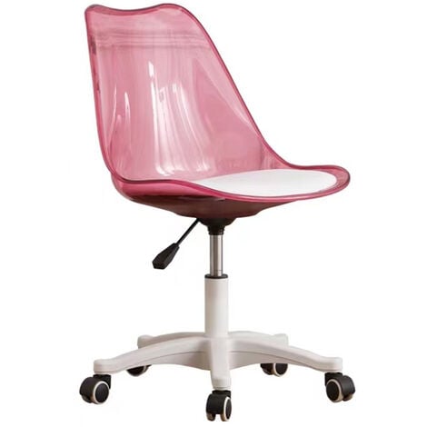 Chaise de bureau à roulettes et dossier transparent Fauteuil de bureau rose