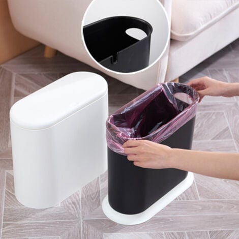Poubelle de salle de bain en polyuréthane blanc, capacité 9 litres, peu  encombrante et anti-odeur