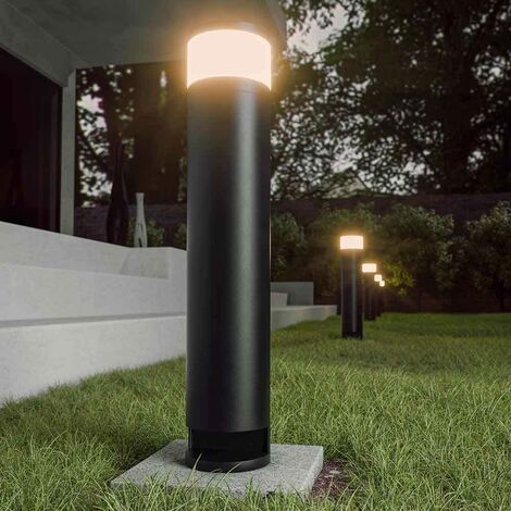 Lampe Borne de Jardin LED + 2 Prises Shucko Poteau d'Éclairage Extérieur  46cm