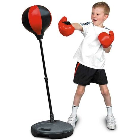 Punching-ball pour enfants, tige réglable de 100 cm avec gants et base  remplissable