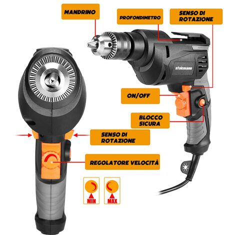 ValueMax Perceuse-Visseuse Filaire 500W, Perceuse/Visseuse 3000 tr/min,  Bouton de Vitesse Variable, Mandrin 3/8'', 3 Forets, Idéal Pour la Maison  et le Bricolage : : Bricolage