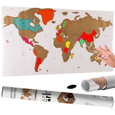 Poster de carte du monde à gratter Carte du monde 60x40 blanc