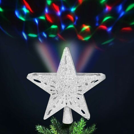 Projecteur LED pour arbre de Noël Forme Étoile Argent RGB Effets Lumineux