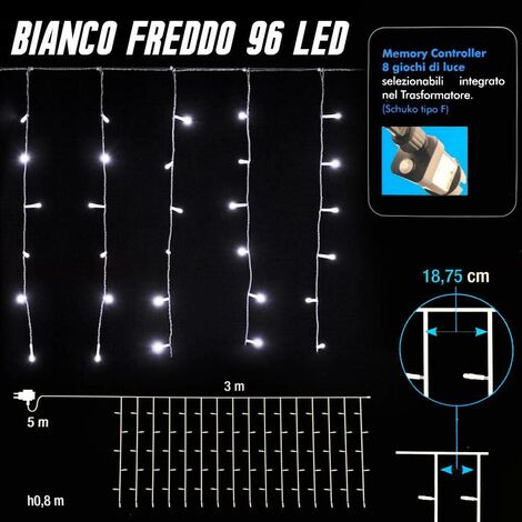 Rideau lumineux extérieur 600 led blanc froid - dim : l.1000 x l.0