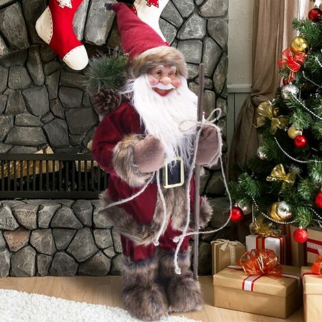 Père Noël nordique 40cm Vêtements en plastique Tissu Décoration de Noël