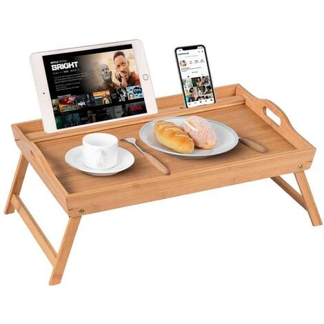Table de Lit Plateau Petit Déjeuner en Bambou / Tablette de Lit