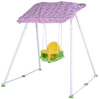 Balançoire Jouet d'extérieur pour enfants Acier Jardin Plastique Pare-soleil Rose