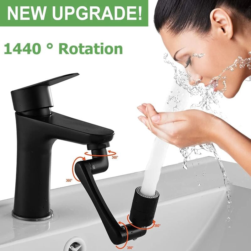 1440 ° robinet prolongateur, bras robotisé robinet aérateur Avec filetage  intérieur / extérieur, robinet d'évier accessoires avec 2 modes d'eau