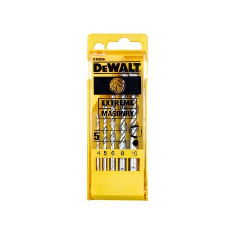 DeWALT DT6956-QZ - Juego de 5 Brocas para Piedra Extreme con Vástago de 3 Caras en Cassette de Plástico Diámetro 4, 5, 6, 8, 10 mm