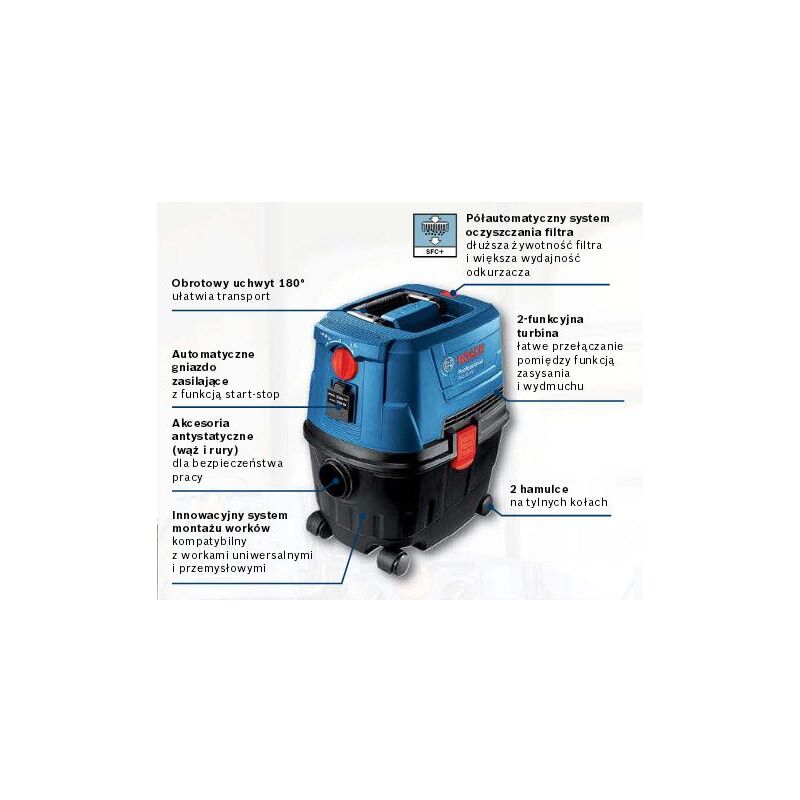 Bosch GAS 15 PS - Aspirador de agua y polvo 1100 W, 270 mbar 53 L/seg.