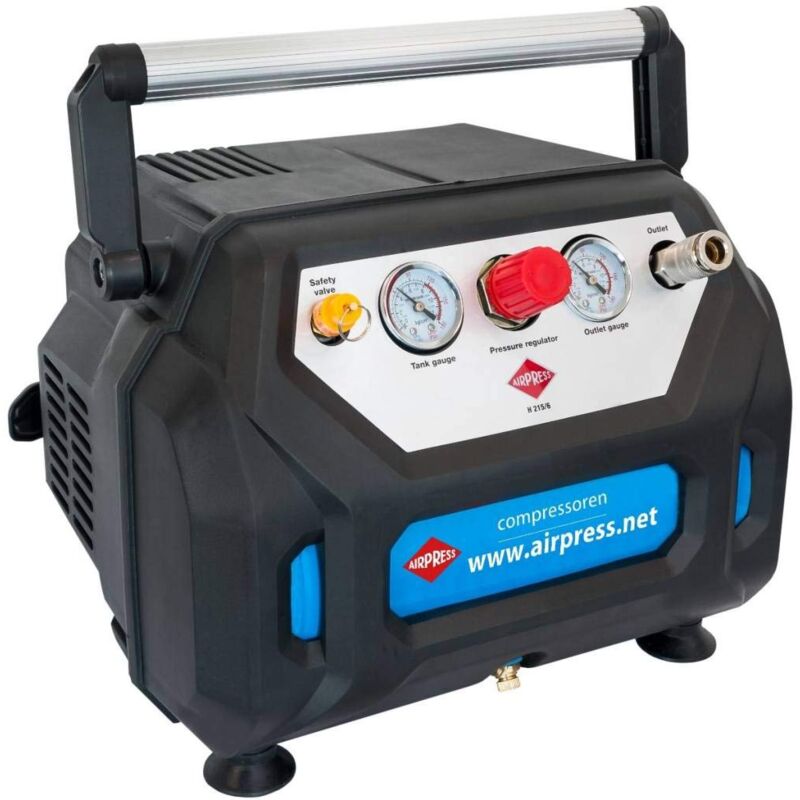 AIRPRESS - Compresor de Aire Sin Aceite H 215-6 8 bar 1,5 CV 92 litros/minutos 6 Litros.