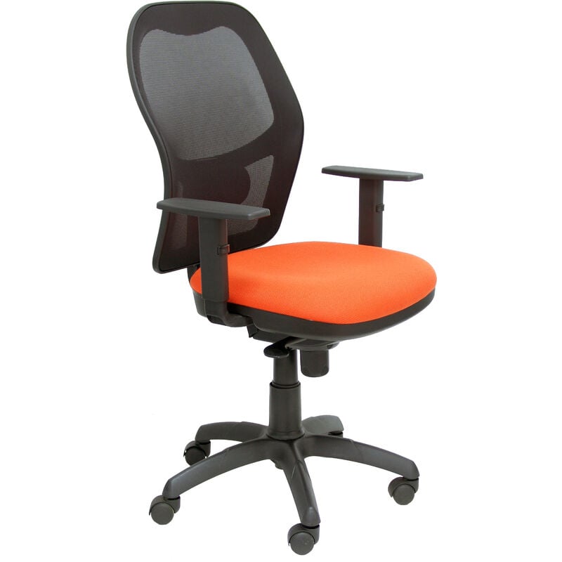 Silla De Oficina piqueras y crespo modelo jorquera tejido bali naranja oscuro escritorio operativa pyc brazos ajustables malla negra asiento
