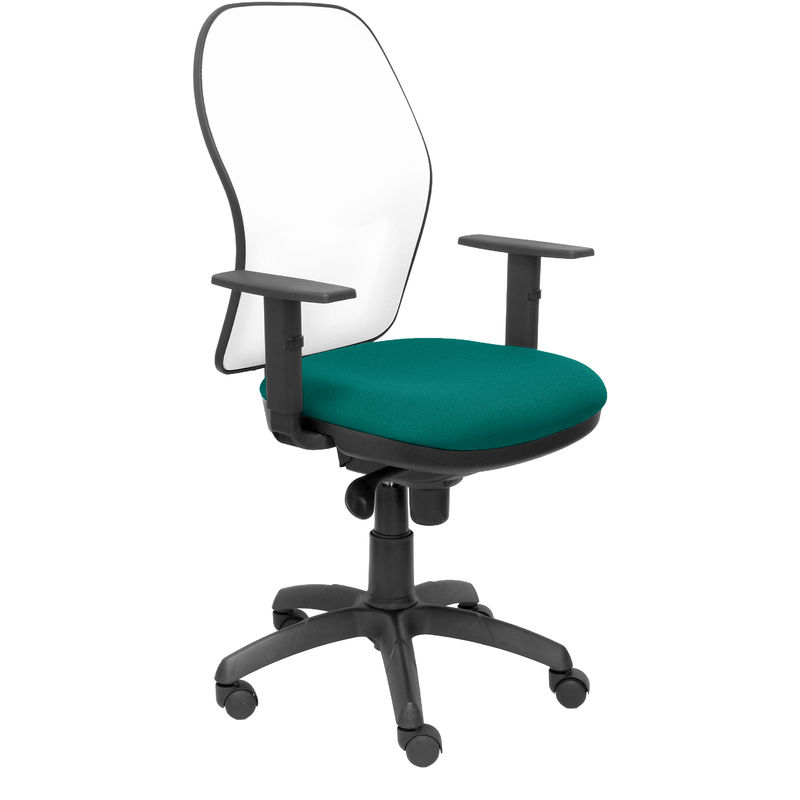 Silla Jorquera malla blanca asiento bali turquesa