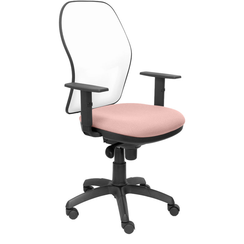 Silla Jorquera malla blanca asiento bali rosa pálido