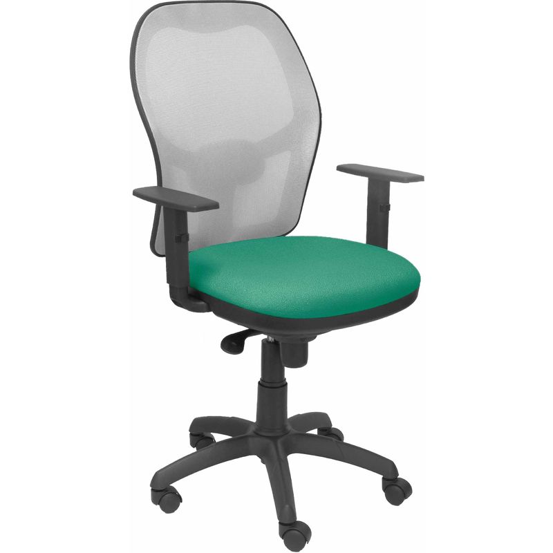 Silla Jorquera malla gris asiento bali verde esmeralda