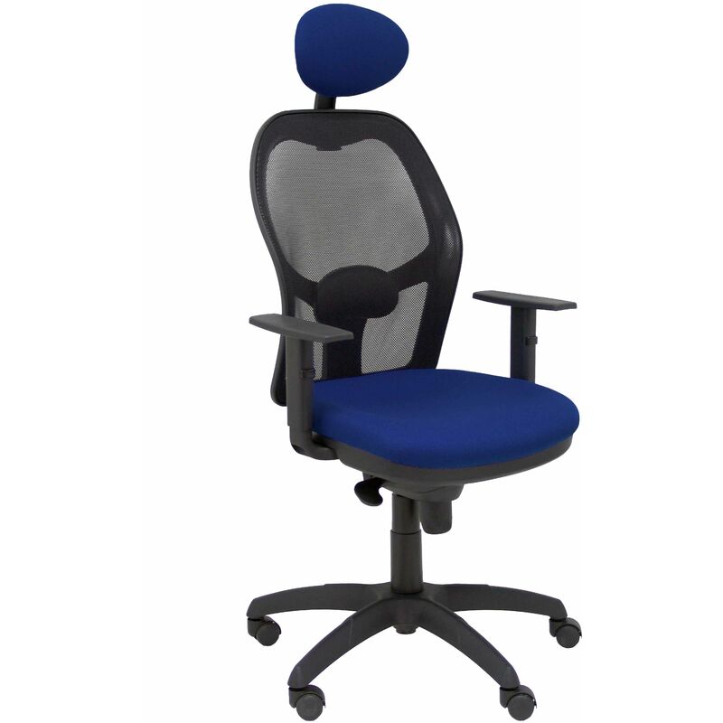 Silla Jorquera malla negra asiento bali azul marino con cabecero fijo