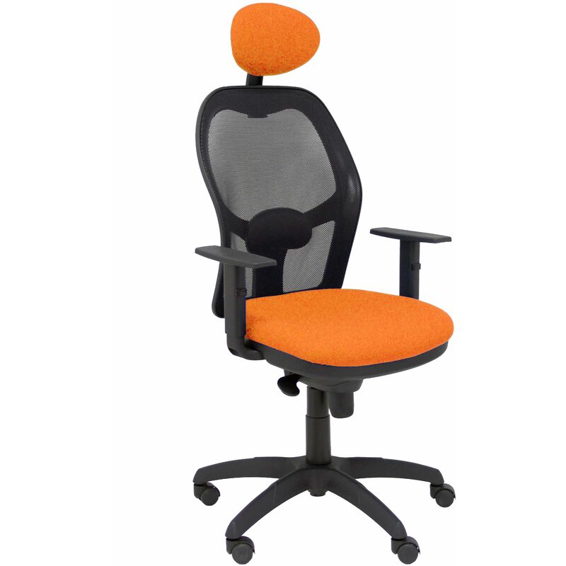 Silla Jorquera malla negra asiento bali naranja con cabecero fijo