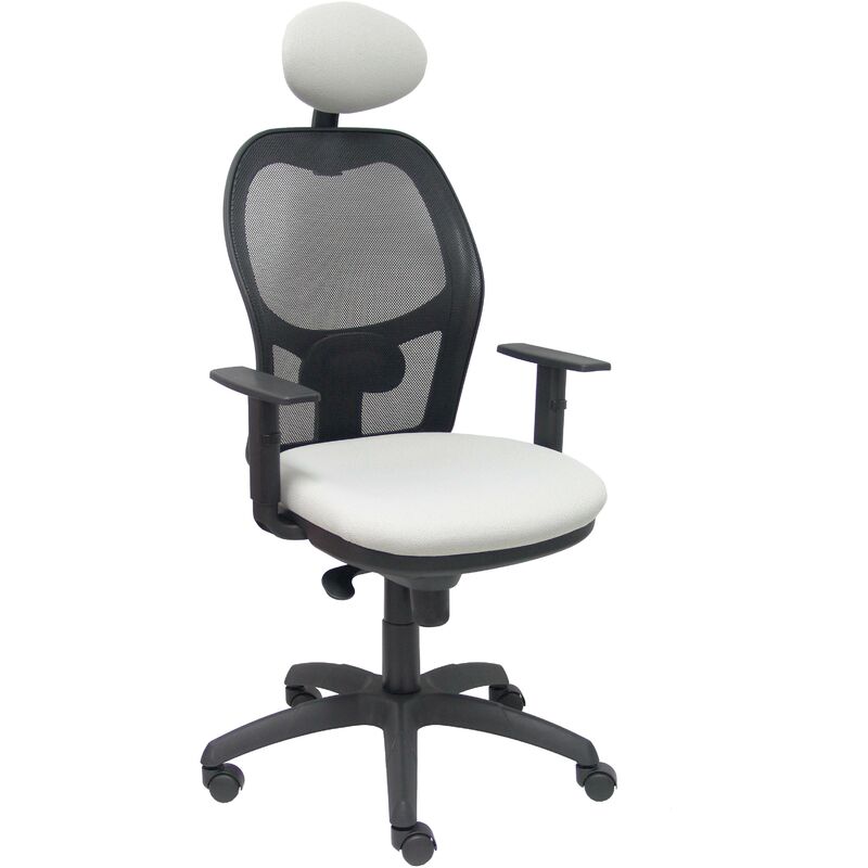 Silla Jorquera malla negra asiento bali gris claro con cabecero fijo