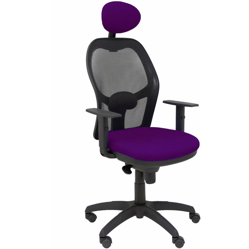 Silla Jorquera malla negra asiento bali morado con cabecero fijo