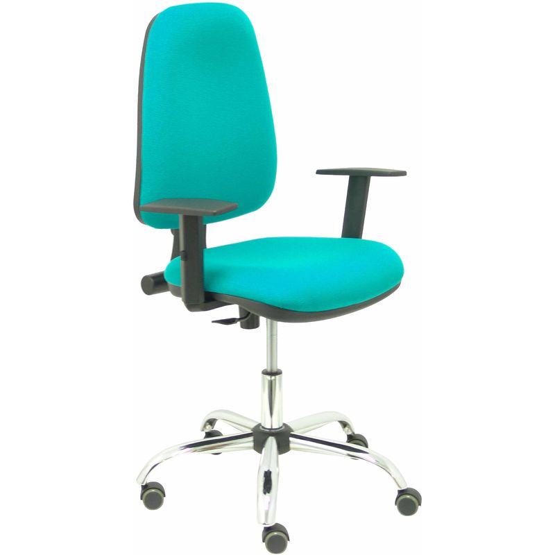 Silla De Escritorio operativa pyc socovos verde ruedas antiarañazos brazos ajustables tejido oficina mecanismo contacto permanente y regulable en altura asiento tapizado bali color claro piqueras crespo modelo 17cp tela 116x48x48 cm sierra