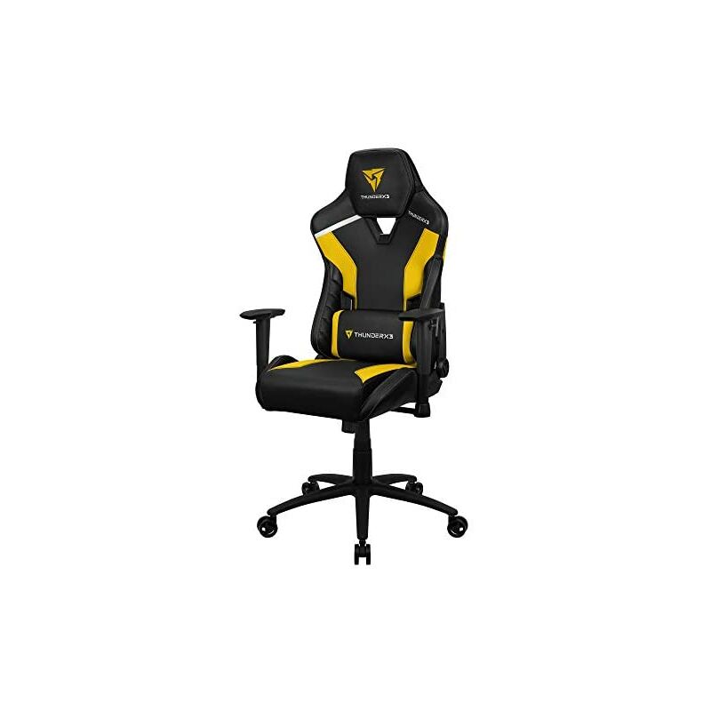 Silla gamer thunderx3 tc3 diseño gaming profesional negra con detalles en amarillo sistema air cojin lumbar respaldo ajustable 90º-