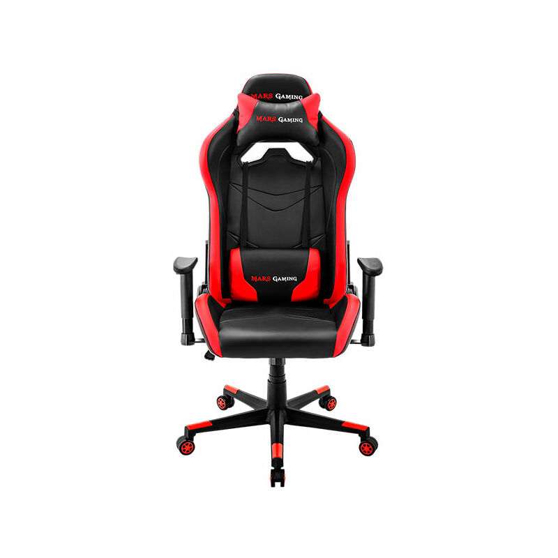 Silla gamer mars gaming mgc3br color negro y detalles en rojo brazos regulables en altura asiento reclinable recubrimento de pu de alta calidad sop