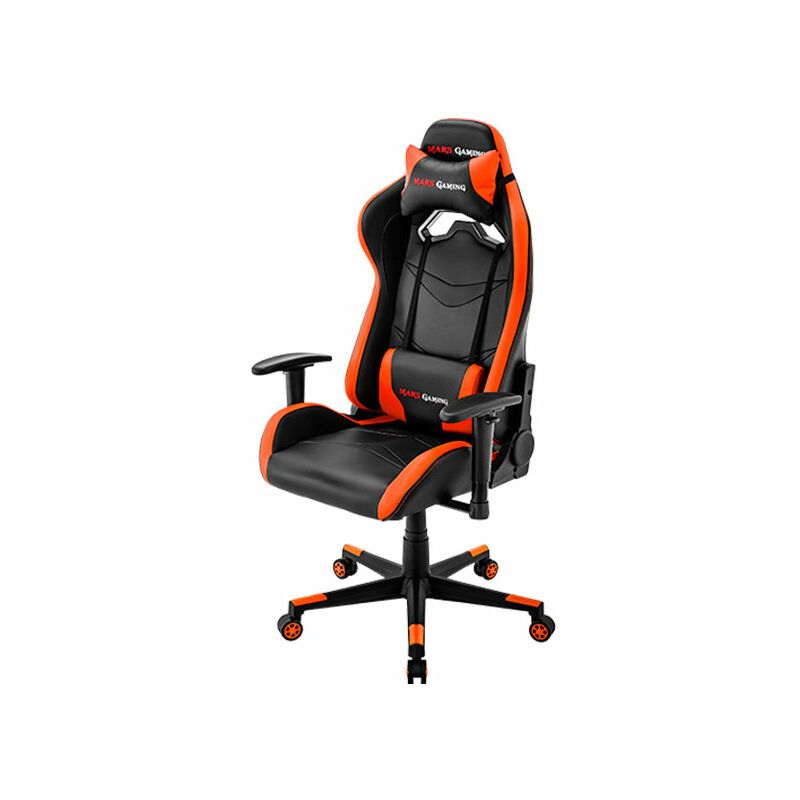 Silla gamer mars gaming mgc3bo color negro detallen en naranja brazos regulables en altura asiento reclinable recubrimento de pu de alta calidad s