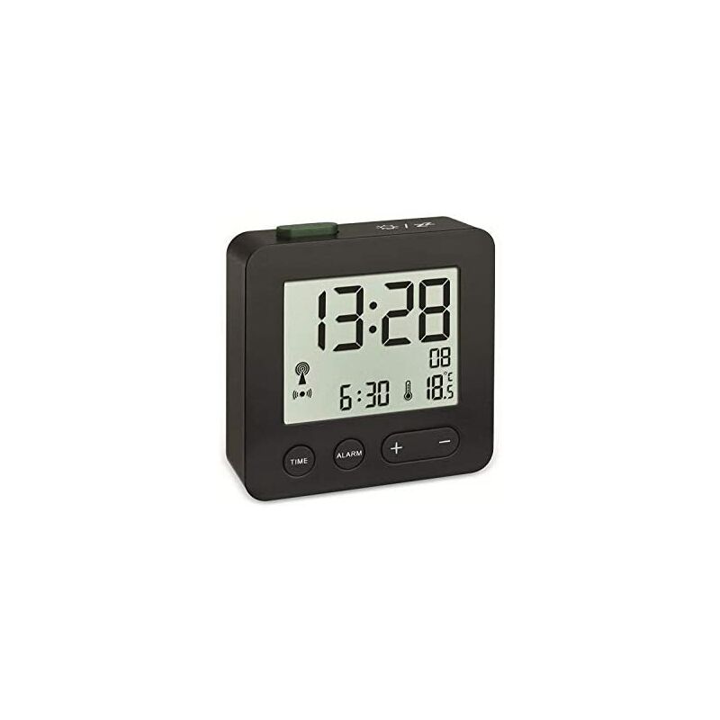 TFA Dostmann Reloj Despertador con Alarma y indicación de Temperatura, Negro, 62x22x68mm (60.2545.01)