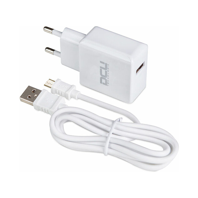 Cargador Dcu 37150000 blanco pared usb cable 1 metro de 2.4a microusb tecnologic 5v 1m