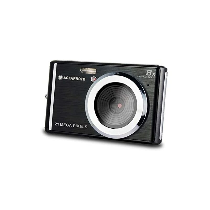 AgfaPhoto DC5200-BK: Cámara Digital Compacta con Sensor CMOS de 21 Megapíxeles, Zoom Digital de 8X y Pantalla LCD Negra