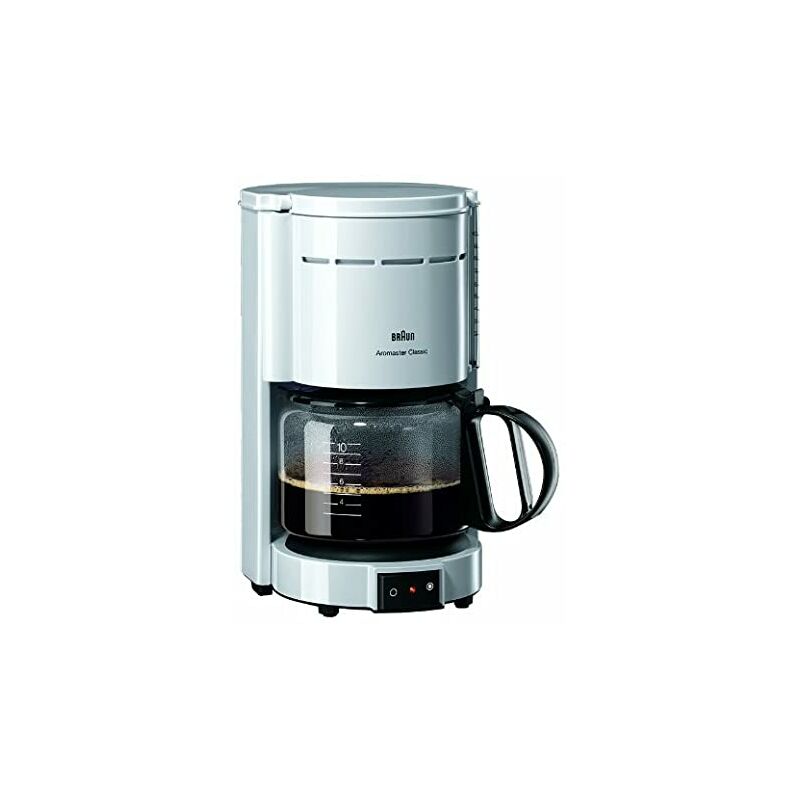 Braun KF47W Cafetera De Goteo, 1000 W, 10 Tazas, Plástico/Vidrio, Blanco/Transparente