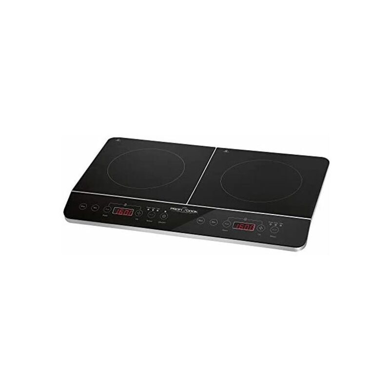 Proficook DKI 1067 Placa de inducción doble portátil, 10 niveles de temperatura, 3500 W, Negro