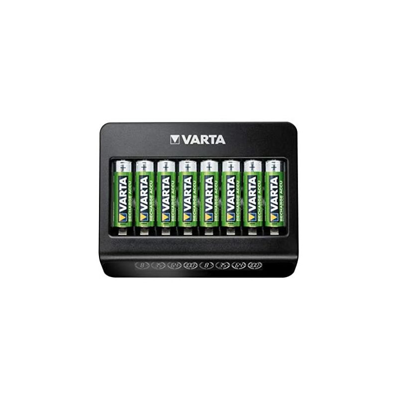 VARTA Cargador de Pilas, cargador para pilas AA/AAA recargables, hasta 8 pilas recargables, LCD Multi Charger+, carga a ranura única, no equipado