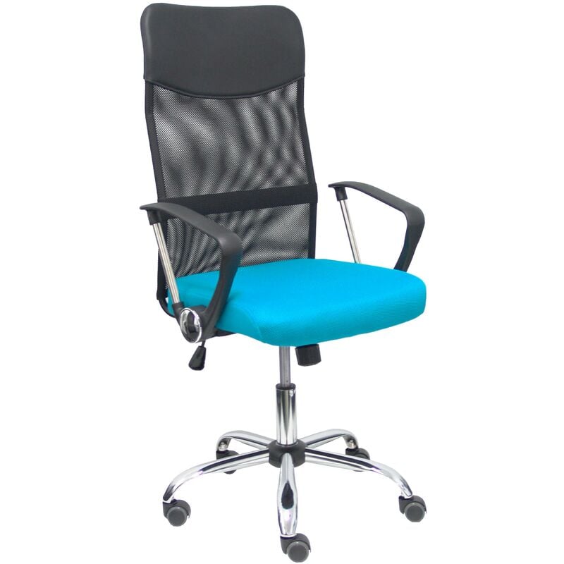 Silla Gontar respaldo malla negro asiento turquesa