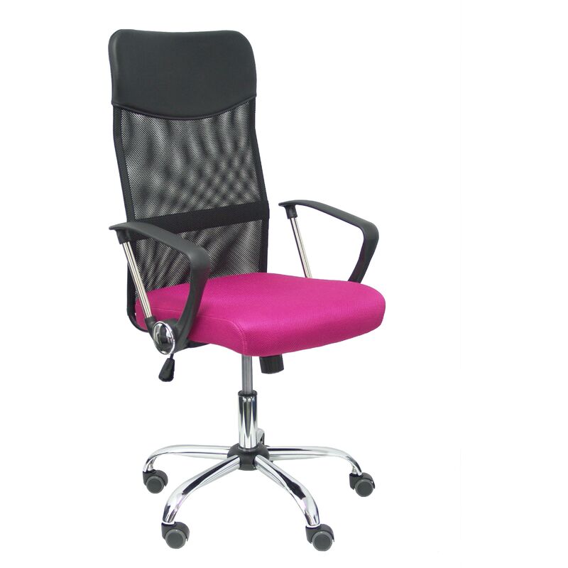 Silla Gontar respaldo malla negro asiento rosa