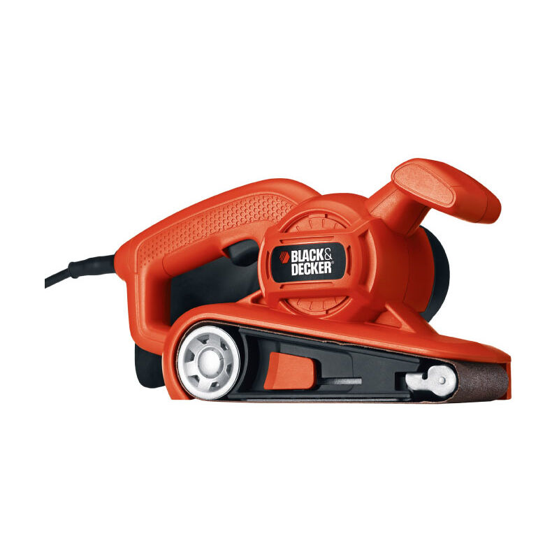 BLACK+DECKER KA86-QS - Lijadora de banda con cable, 720W, Velocidad 206 m/min, Bolsa de recogida de polvo, Área de lijado 75/145 mm, Incluye maletín