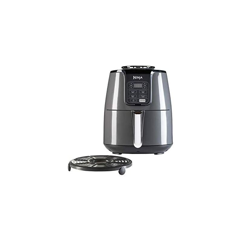 Ninja Air Fryer, Freidora sin Aceite [AF100EU] 4 funciones de cocción, Asar, Recalentar, Deshidratar y Freidora de Aire, Antiadherente, 3.8 Litros, 1500 W, Gris/ Negro