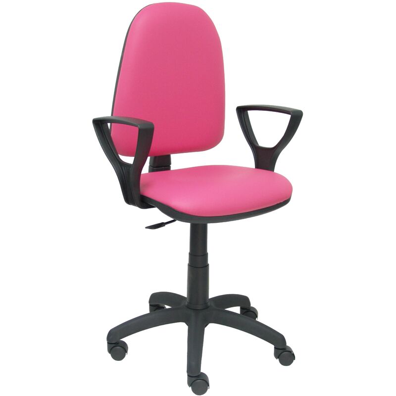 Silla Ayna Similpiel rosa con brazos piqueras y crespo azul claro