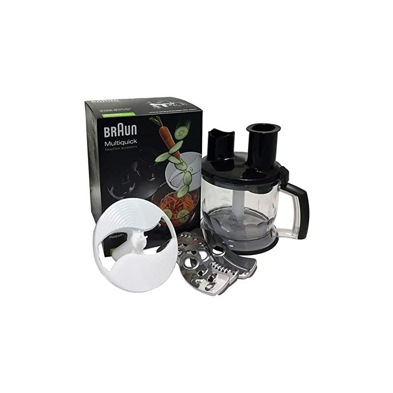 Braun Minipimer MQ70 Accesorio procesador de alimentos, 2 herramientas para triturar, 1.5 L, acero inoxidable, plástico, negro