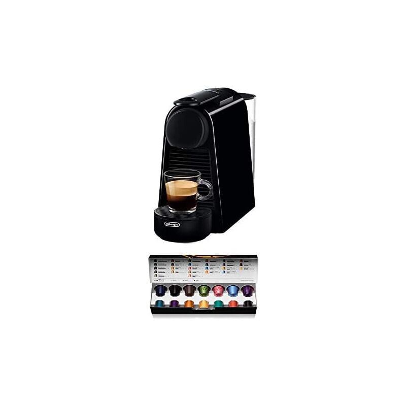 Nespresso De'Longhi Essenza Mini EN85.B - Cafetera monodosis de cápsulas Nespresso, compacta, 19 bares, apagado automático, color negro, Incluye pack de bienvenida con 14 cápsulas