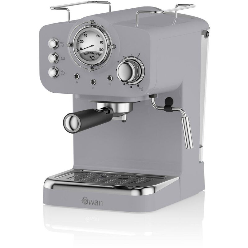 Swan Máquina de espresso, 15 barras de presión, espumador de leche, tanque de 1,2 L, estilo Scandi, SK22110GRYN, gris nórdico