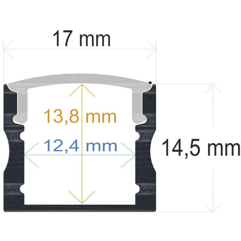 Perfil aluminio emportrable 17x7 mm para tiras LED