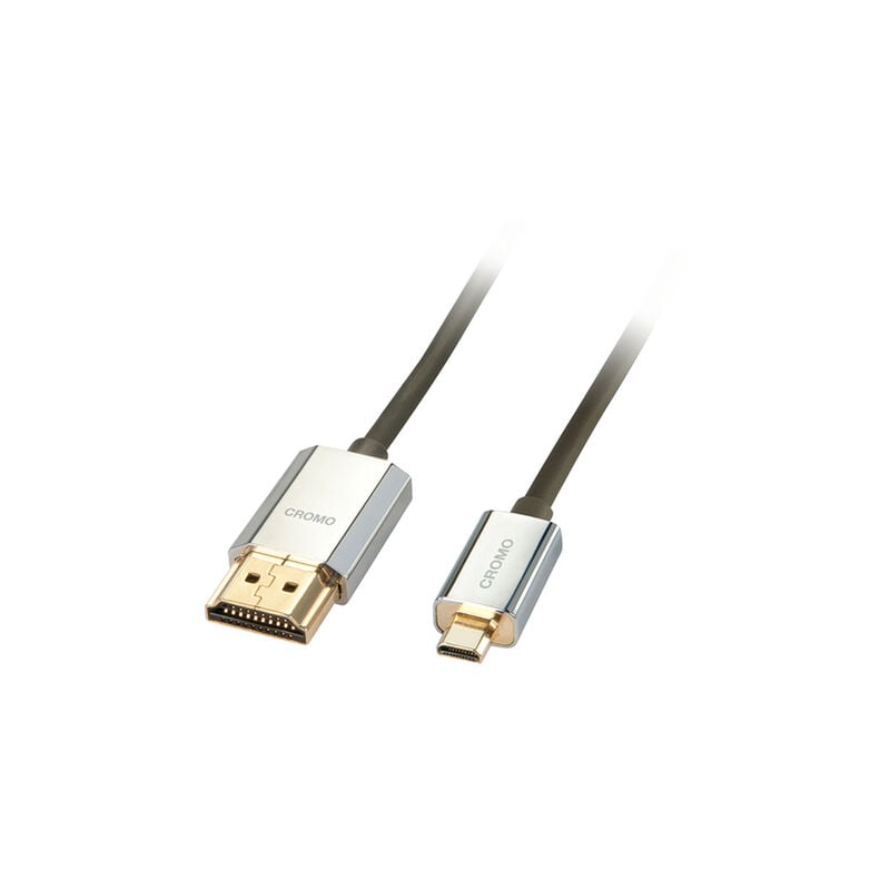 LINDY - Cable HDMI a Micro HDMI A/D CROMO de 4.5 Metros, Slimline de Alta Velocidad, 4k@60Hz a 10.2G 3D 1080p HDCP 2.2, Certificado ARC, CEC, ATC |Compatible con Televisor, Monitor, Tablet, Portátil