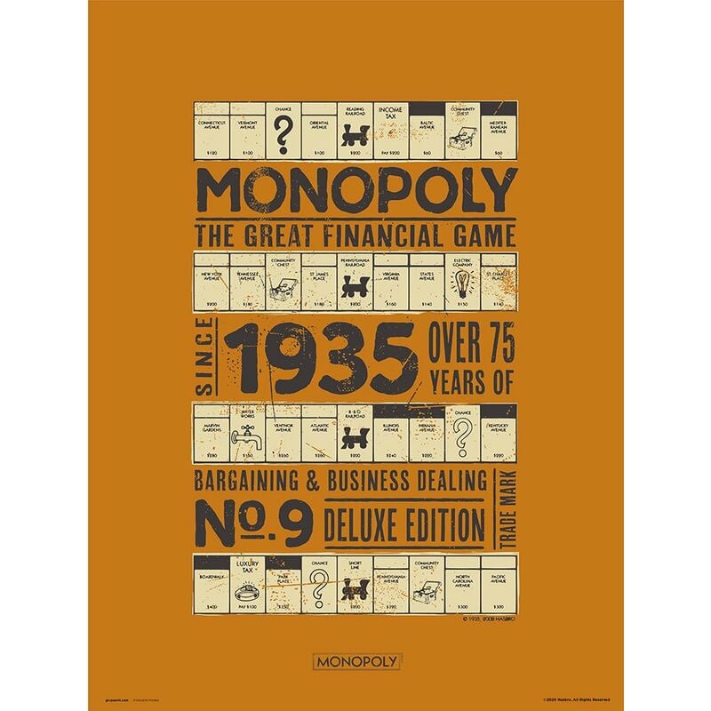 Lamina 30x40cm Monopoly 1935 print grupo erik 30 40 30x40