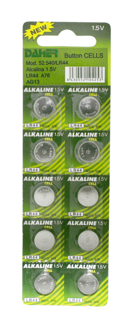 Pilas de Botón Alcalina Ag13/Lr-44 Blíster de 10