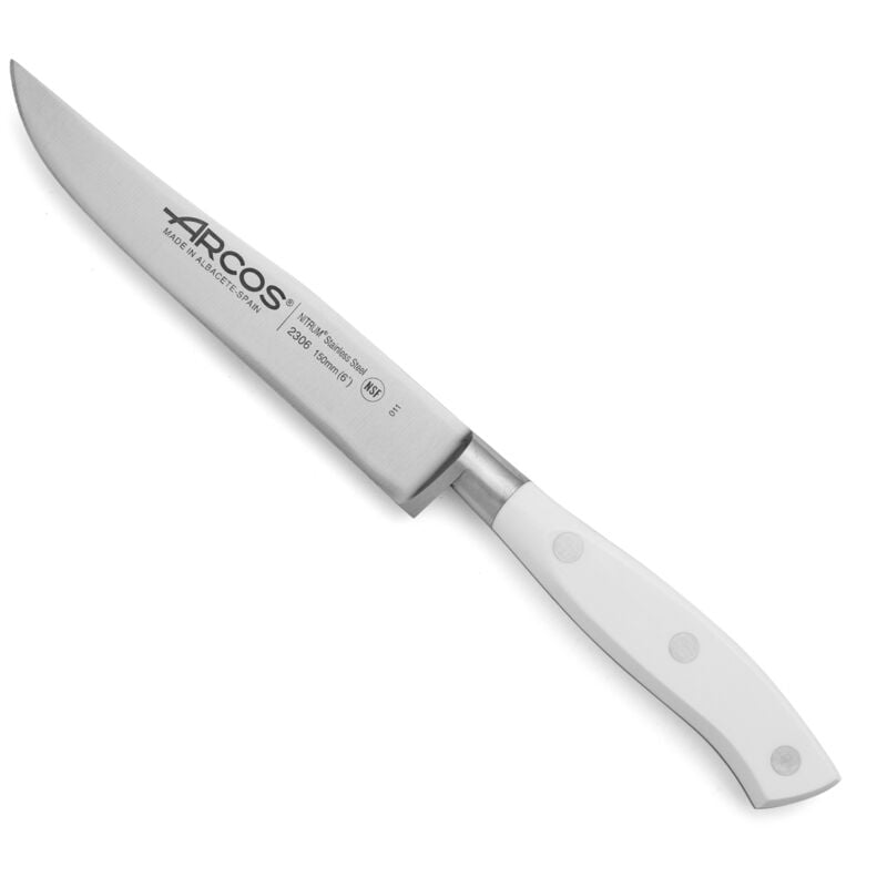 Cuchillo de cocina Arcos Riviera Blanc 230624 de Acero Nitrum, con Mango de Polioximetileno y hoja de 15 cm en estuche