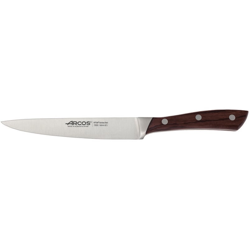 Cuchillo de Cocina Arcos Natura 155310 de Acero Nitrum, Mango de Madera de Palisandro y 16 cm de Hoja en estuche